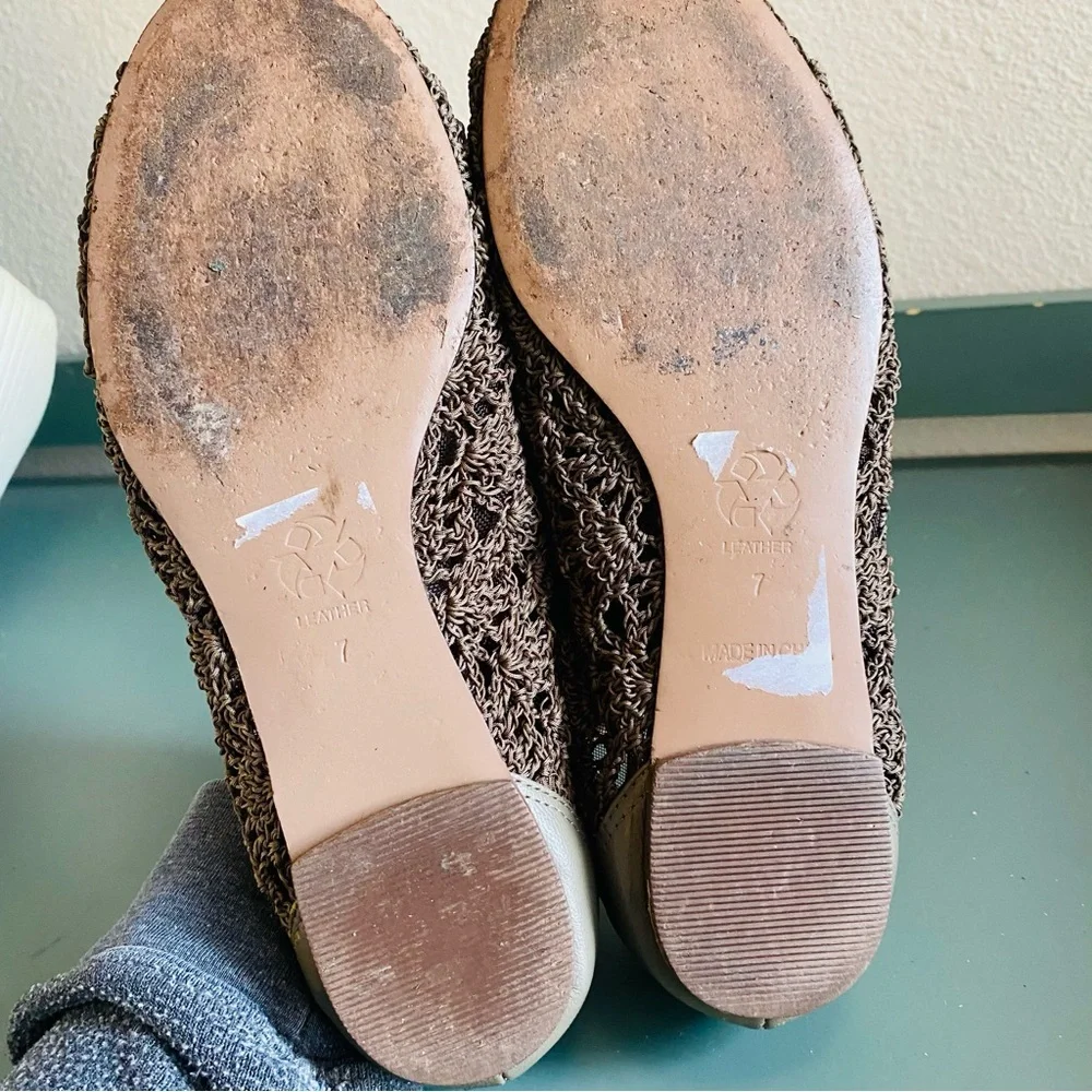 ALL BLACK Brown Crochet Lace Up Loafer Ballet Flats
